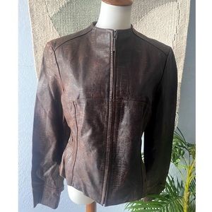 Modern “Siena Studio” embossed croc natural leather jacket
